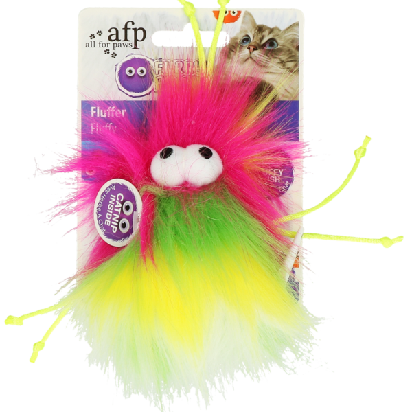 Minge pentru pisici cu șnururi și catnip, 8 x 5,5 x 3 cm – AFP Furry Ball - Fluffer