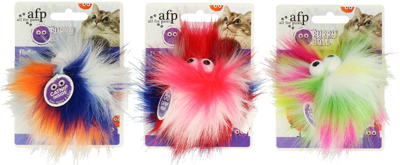 Minge pentru pisici cu iarbă mâței, Ø 5 cm, galbenă – AFP Furry Ball - Fluffy Ball - imagine 2