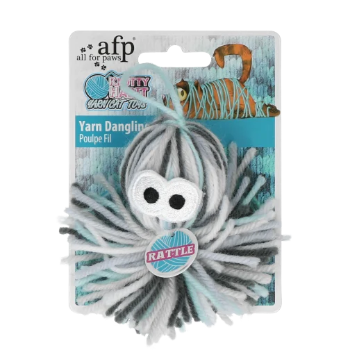 Jucărie în formă de caracatiță din fire pentru pisici, cu catnip și clopoțel, 11,5 x 8,5 x 4,5 cm – AFP Knotty Habit - Yarn Dangling Octopus - imagine 2