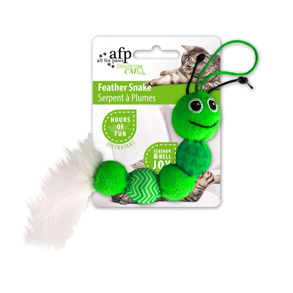 Șarpe de jucărie pentru pisici cu clopoțel și pană – AFP Modern Cat Feather Snake - imagine 3