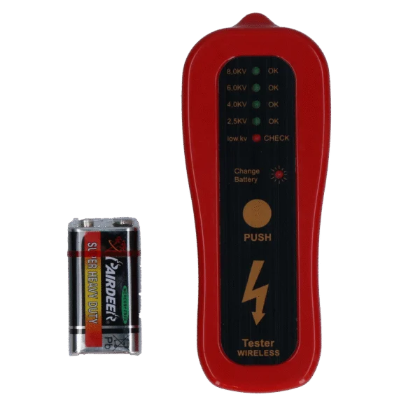 Tester pentru gard electric cu 4 niveluri LED, fără țăruș de împământare – Gobel