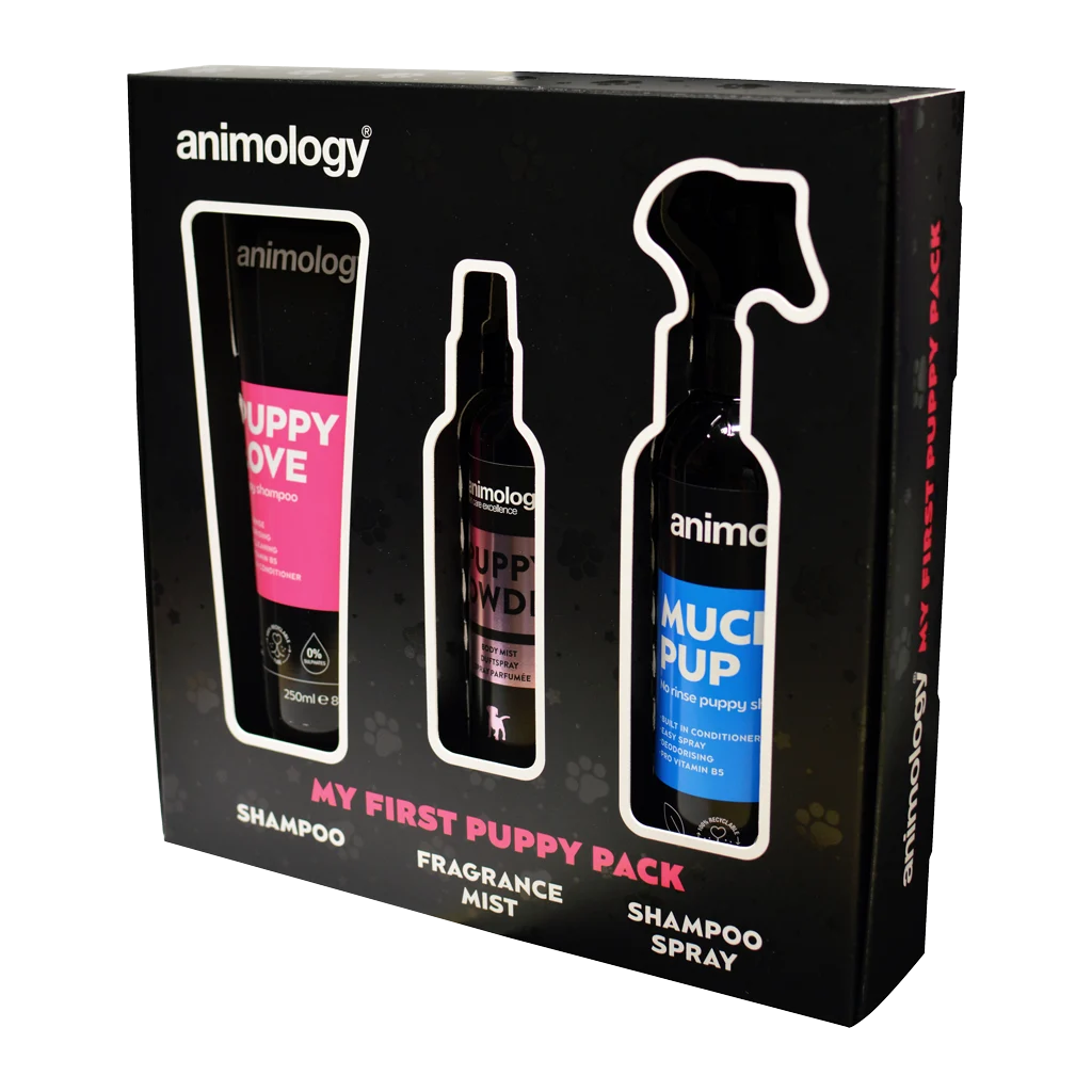 Set de îngrijire pentru căței, cu șampon, body mist și spray cu șampon, 3 produse – Animology My First Puppy Pack - imagine 2