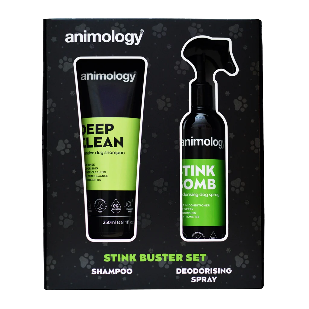 Set de îngrijire a blănii câinilor cu șampon și spray deodorant, 2 produse – Animology Stink Buster Set - imagine 1