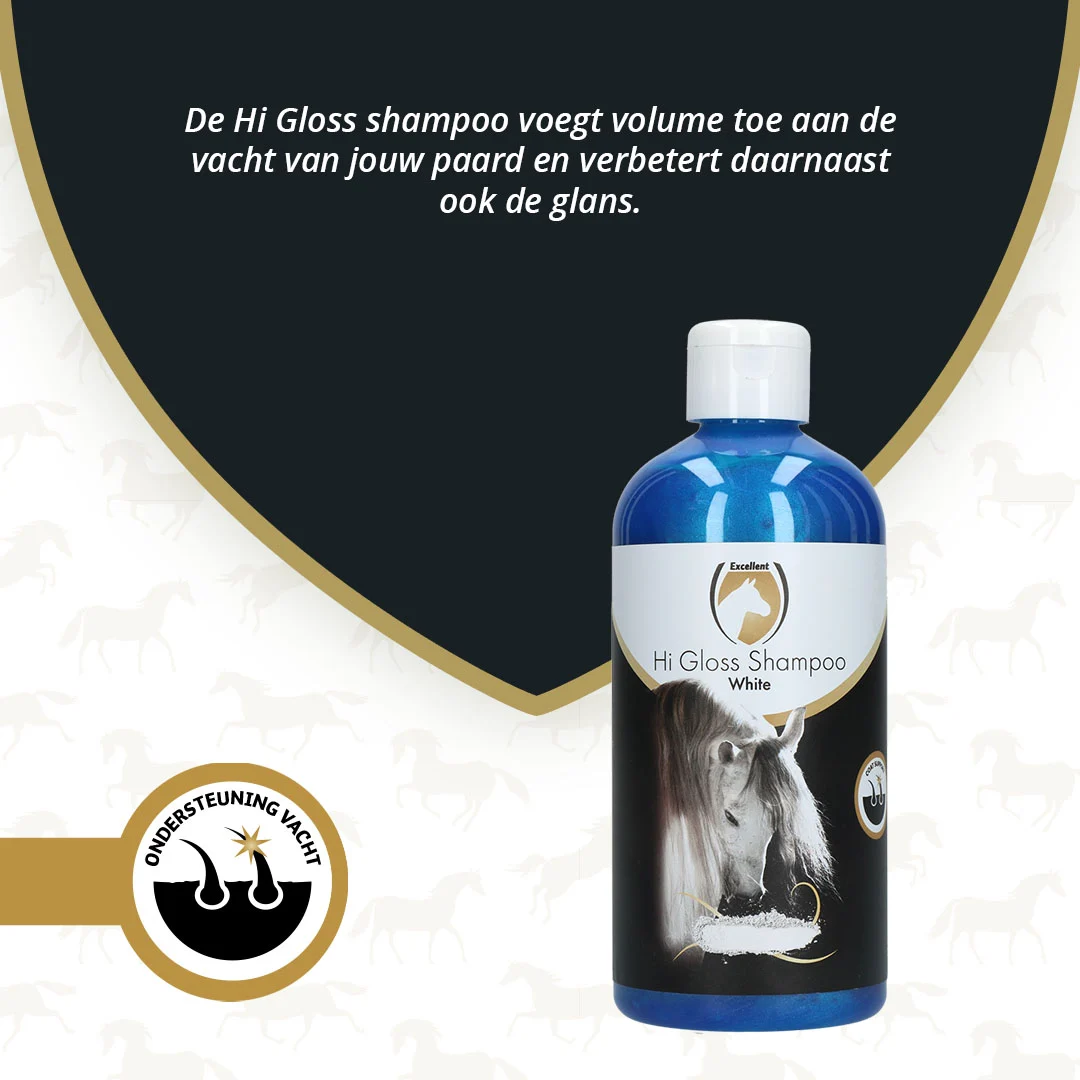 Șampon pentru cai, pentru culoarea și strălucirea blănii, 500 ml – Excellent Horse Hi Gloss Shampoo White - imagine 2