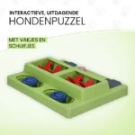 Puzzle interactiv pentru câini, pentru crochete și recompense, cu piciorușe antiderapante – Eat Slow Live Longer Puzzle Squared - imagine 3