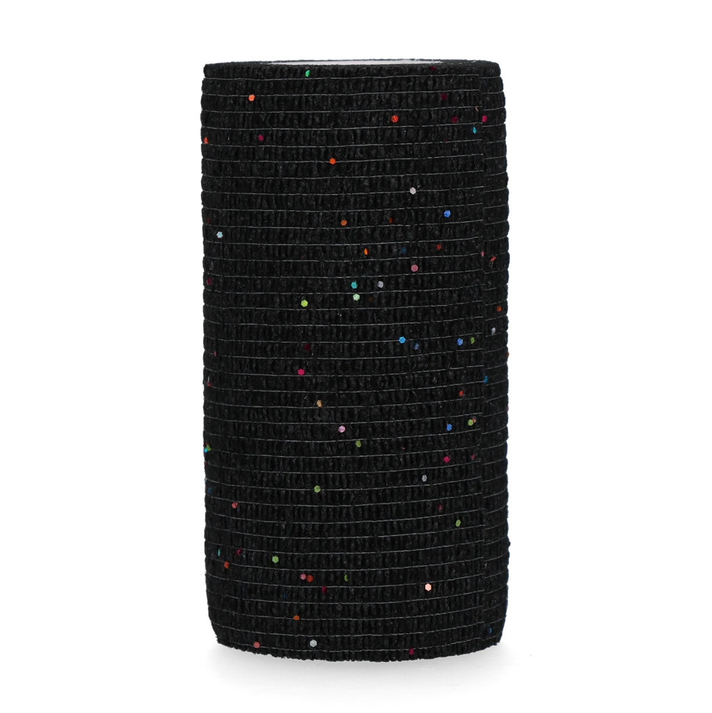 Bandaj autoadeziv cu sclipici, 10 cm, negru – Excellent Animal Glitter Bandage Profi - imagine 1