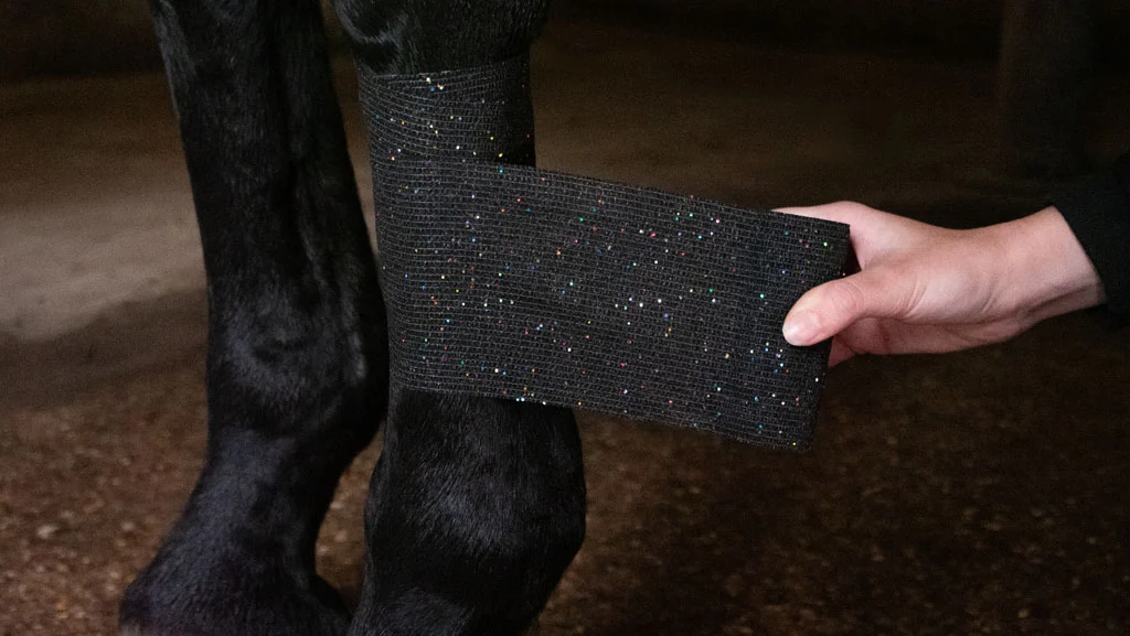 Bandaj autoadeziv cu sclipici, 10 cm, negru – Excellent Animal Glitter Bandage Profi - imagine 3