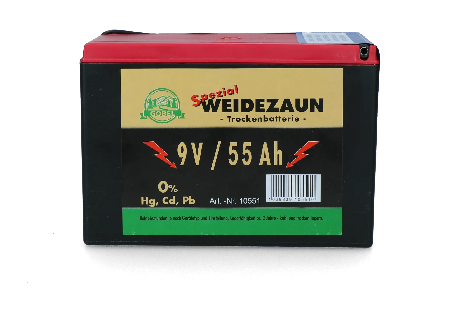 Baterie pentru gard electric 9 V, 55 Ah, 11,5 x 16,5 x 11,2 cm – ZoneGuard EG super - imagine 3