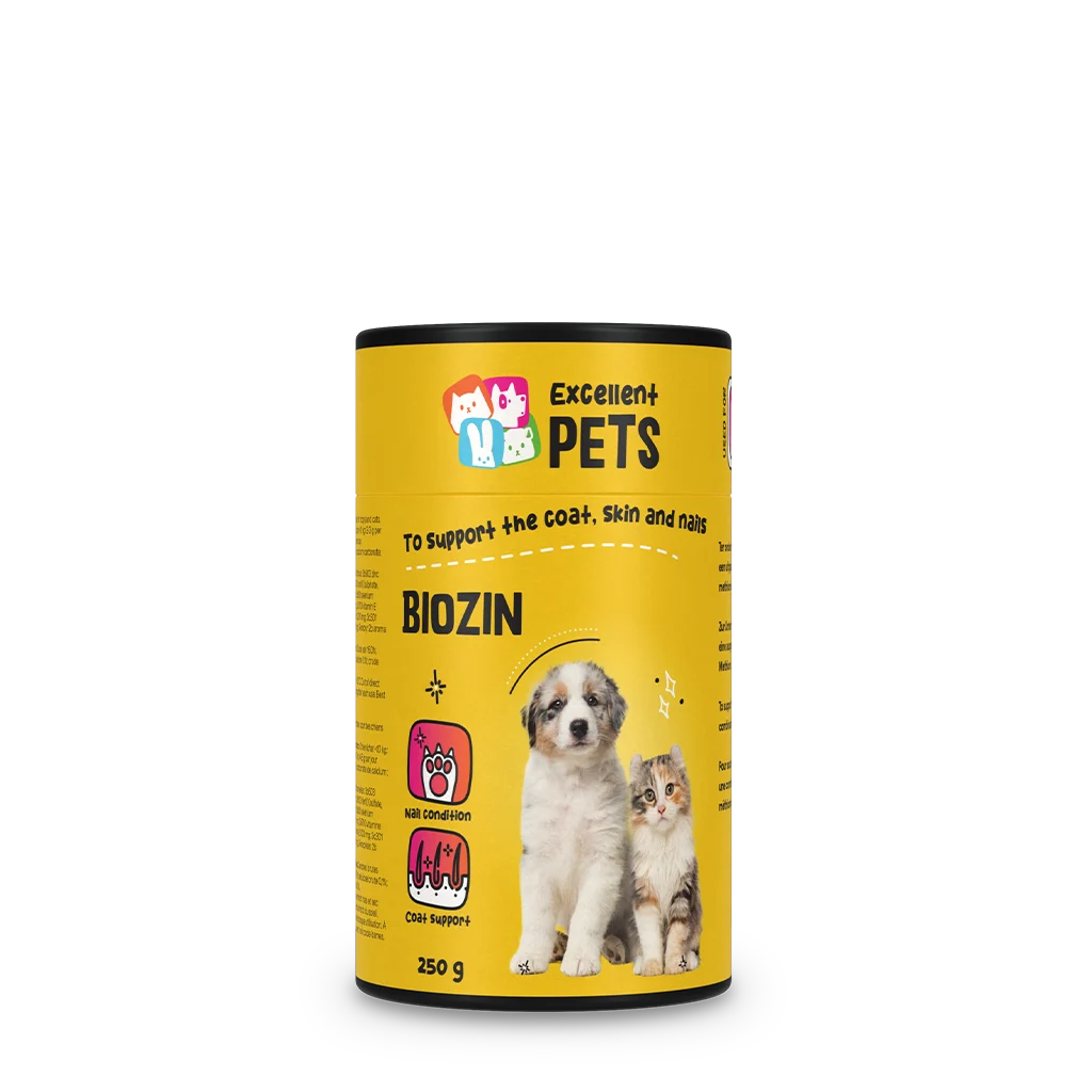 Supliment pentru blana câinilor și pisicilor cu biotină, 250 g – Excellent Pets Biozin - imagine 1