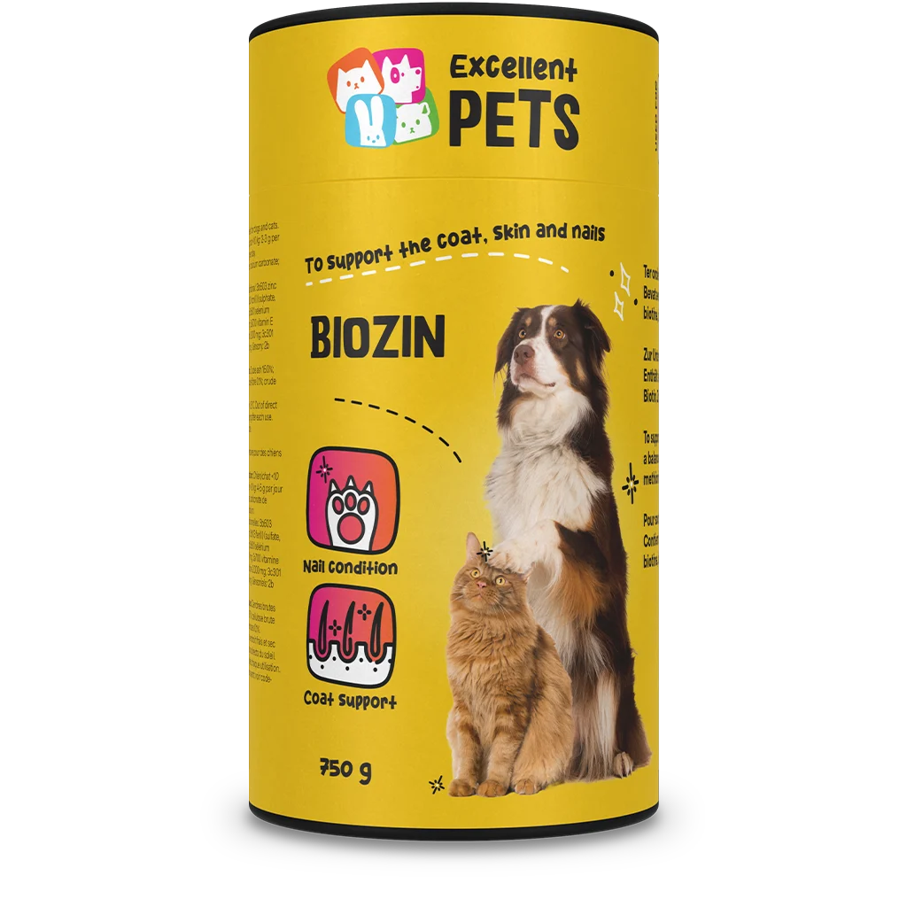 Supliment pentru blana câinilor și pisicilor, cu biotină, 750 g – Excellent Pets Biozin - imagine 1