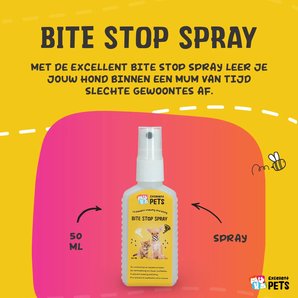 Spray anti ros pentru câini și pisici, cu substanță amară, 50 ml – Excellent Pets Bite Stop Spray - imagine 3