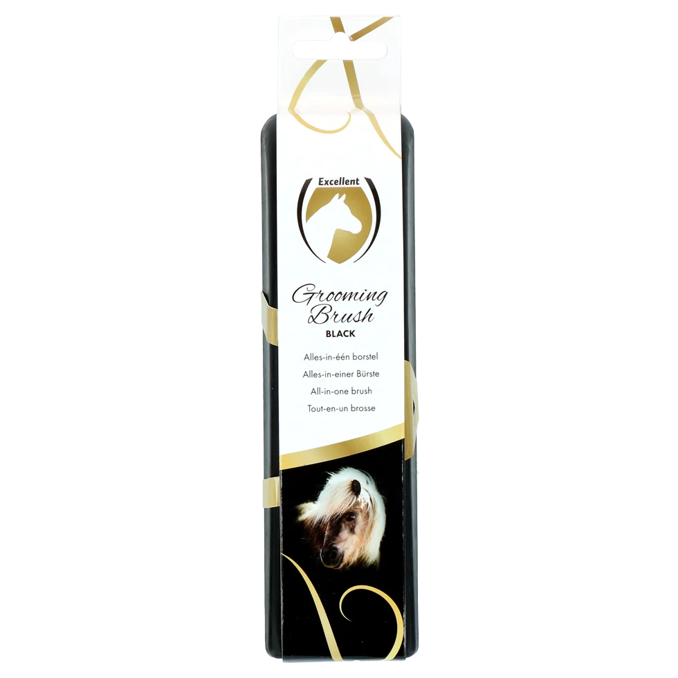 Perie pentru cai M pentru îngrijirea blănii, 17,5 x 5 x 2 cm, neagră – Excellent Horse Grooming Brush - imagine 1