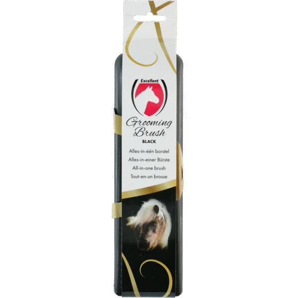 Perie pentru cai L pentru îngrijirea blănii, 23 x 6,5 x 3 cm, neagră – Excellent Horse Grooming Brush