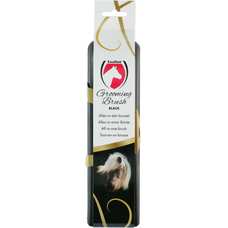 Perie pentru cai L pentru îngrijirea blănii, 23 x 6,5 x 3 cm, neagră – Excellent Horse Grooming Brush