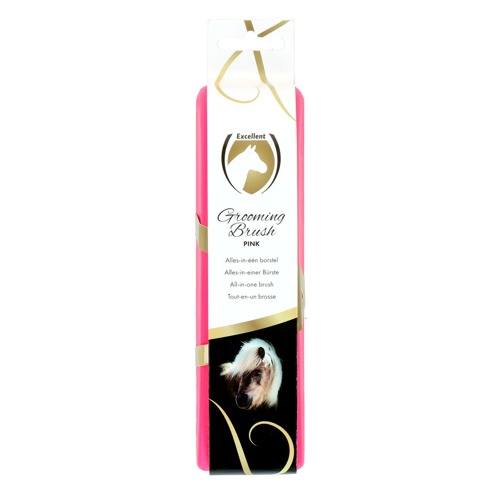 Perie pentru cai M pentru îngrijirea blănii, 17,5 x 5 x 2 cm, roz – Excellent Horse Grooming Brush - imagine 1
