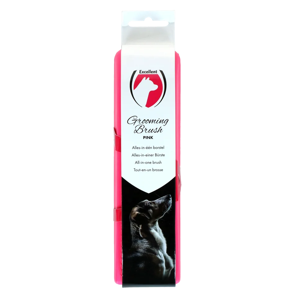 BORS0004L.png Perie pentru spălare și masaj pentru câini, medie, roz, 17,5 cm – Excellent Pets Grooming Brush - imagine 1