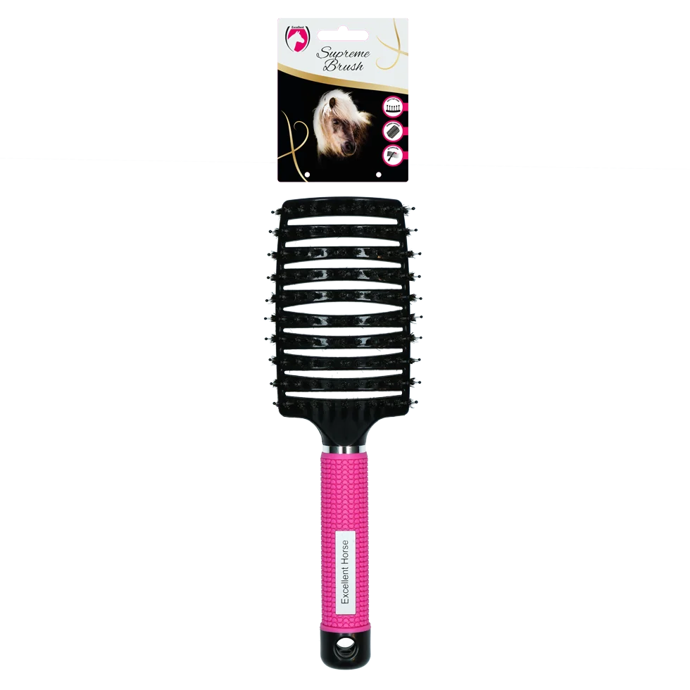 Perie pentru coamă, pentru descurcare, 24,5 cm, Roz – Excellent Horse Supreme Brush - imagine 1