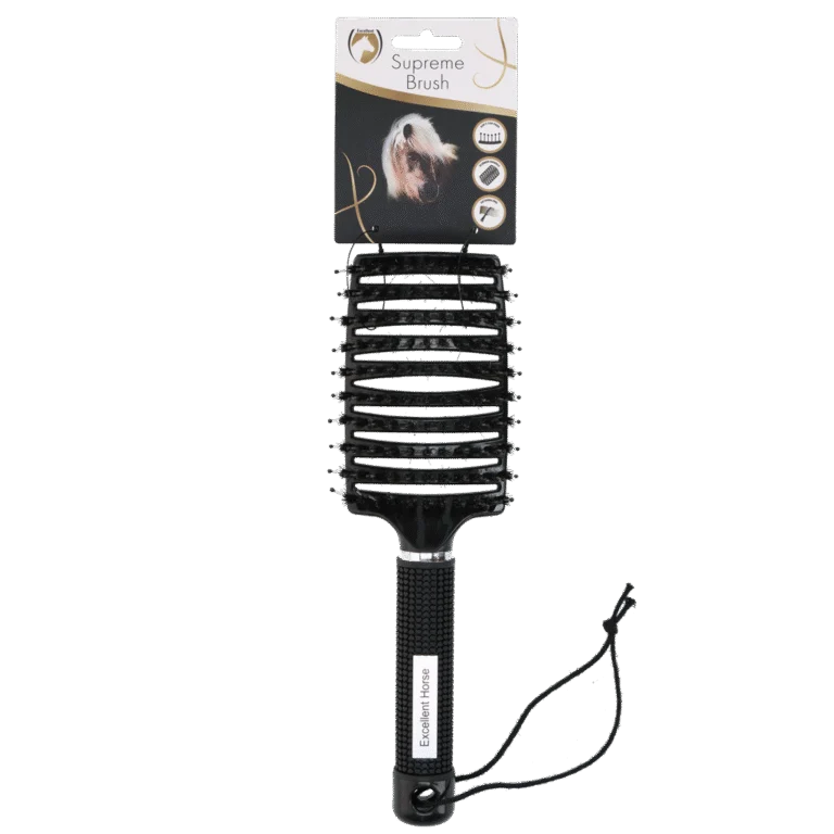 Perie pentru descurcarea coamei, 24,5 cm, neagră – Excellent Horse Supreme Brush