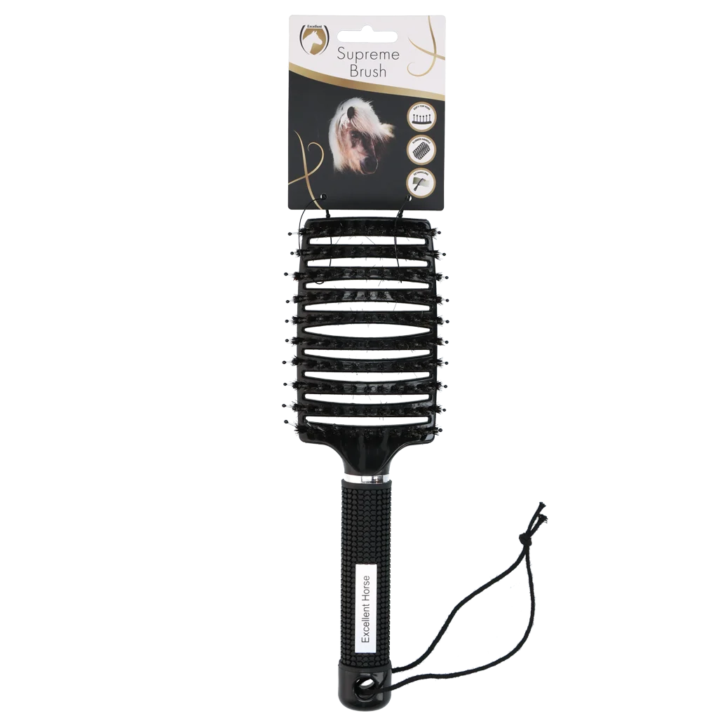 Perie pentru descurcarea coamei, 24,5 cm, neagră – Excellent Horse Supreme Brush - imagine 1
