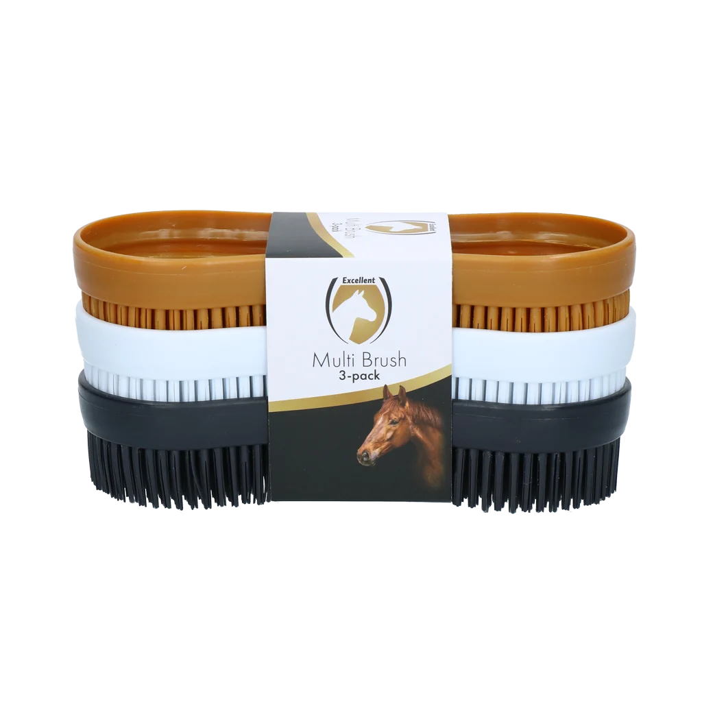 Perie pentru cai, pentru blană uscată și umedă, 3 bucăți – Excellent Horse Multi Brush - imagine 1