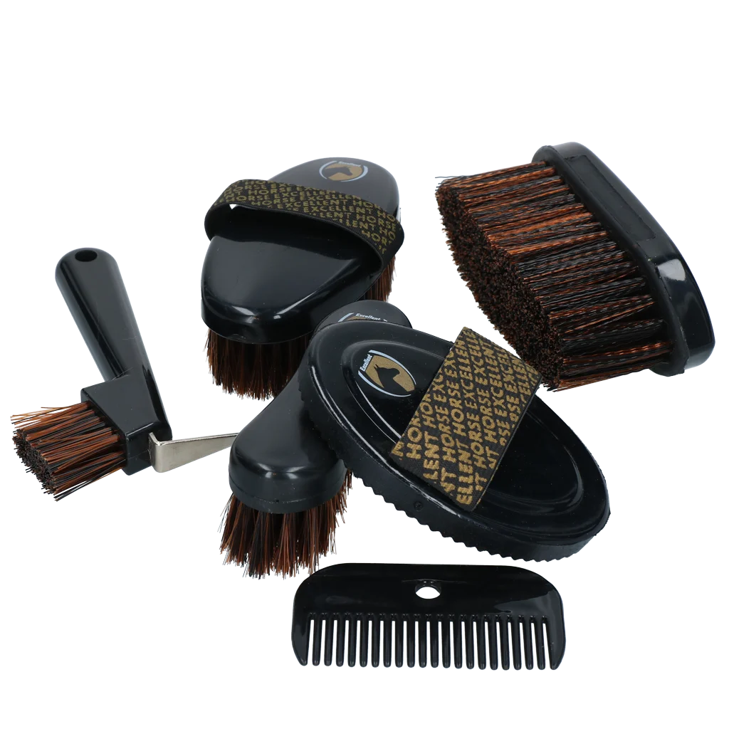 Set de îngrijire pentru tinerii călăreți, cu rucsac și 200 de elastice – Excellent Horse Grooming Set Junior - imagine 4