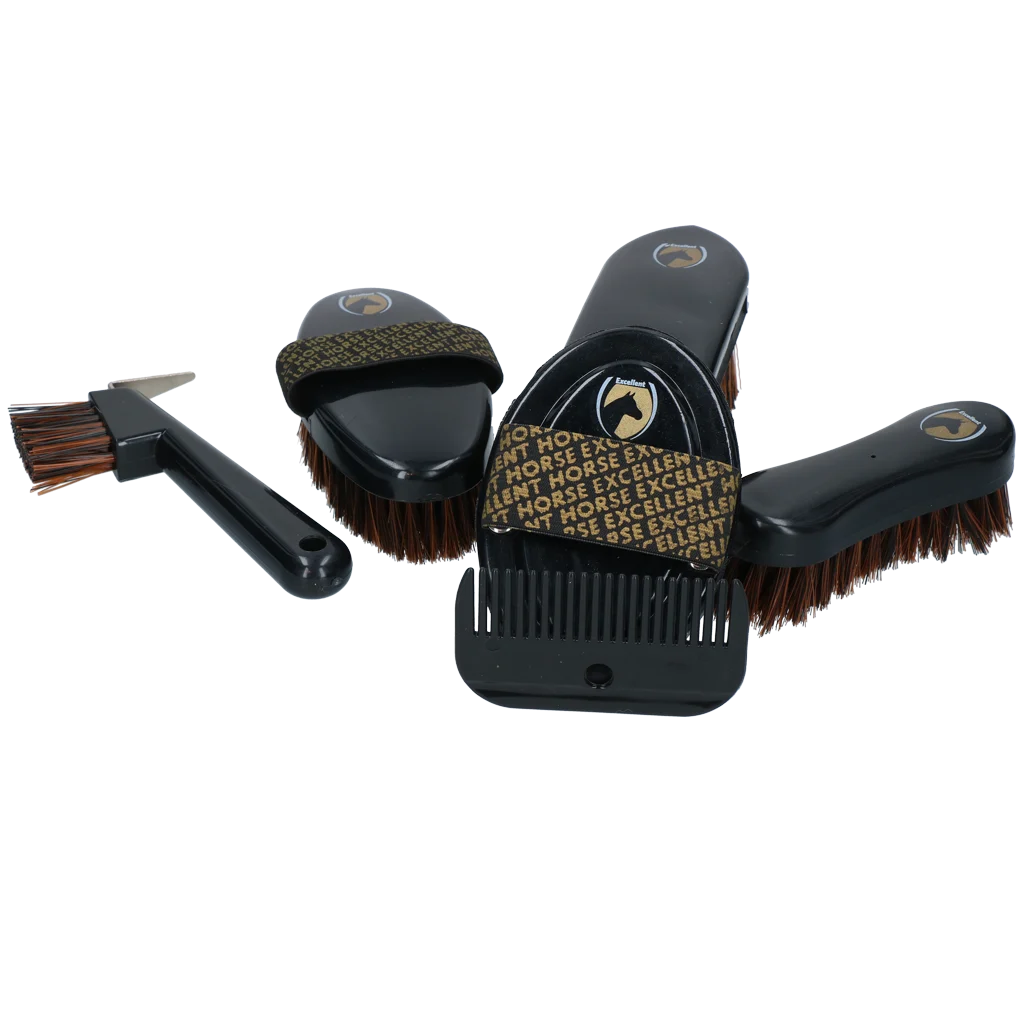 Set de îngrijire pentru tinerii călăreți, cu rucsac și 200 de elastice – Excellent Horse Grooming Set Junior - imagine 6