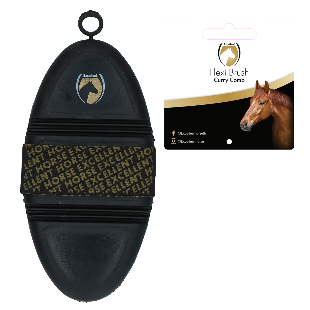Țesală pentru fire de păr desprinse, cu partea superioară flexibilă – Excellent Horse Flexi Brush Curry Comb - imagine 2
