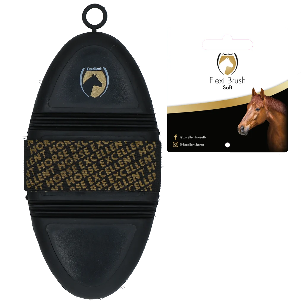 Perie moale pentru cai, pentru praf și nisip, cu partea superioară flexibilă – Excellent Horse Flexi Brush Soft - imagine 2