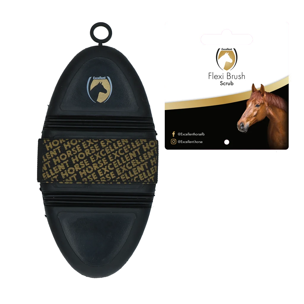 Perie dură pentru cai cu partea superioară flexibilă – Excellent Horse Flexi Brush Scrub - imagine 2