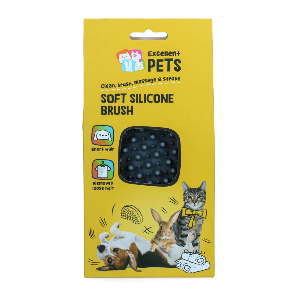 Hondenborstel van Siliconen voor Kort Haar, 12 x 6,5 x 2,5 cm – Excellent Pets Soft Silicone Brush Perie din silicon pentru câini cu păr scurt, 12 x 6,5 x 2,5 cm – Excellent Pets Soft Silicone Brush