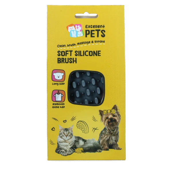 Perie din silicon pentru câini cu păr lung, 12 x 6,5 x 2,5 cm – Excellent Pets Soft Silicone Brush