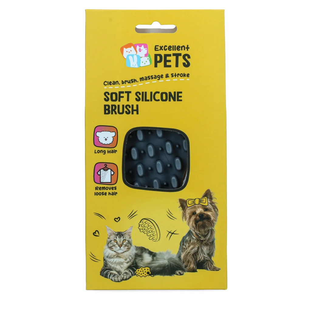 Perie din silicon pentru câini cu păr lung, 12 x 6,5 x 2,5 cm – Excellent Pets Soft Silicone Brush - imagine 1