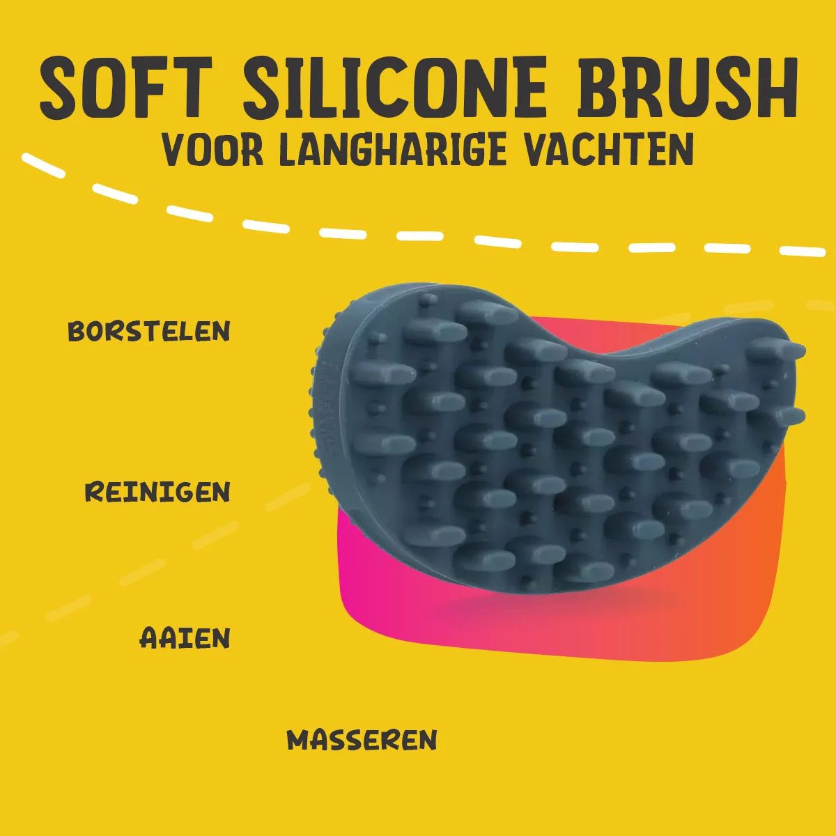 Perie din silicon pentru câini cu păr lung, 12 x 6,5 x 2,5 cm – Excellent Pets Soft Silicone Brush - imagine 5