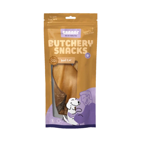 Ureche de vită pentru câini, 2 bucăți – Braaaf Butchery Snacks