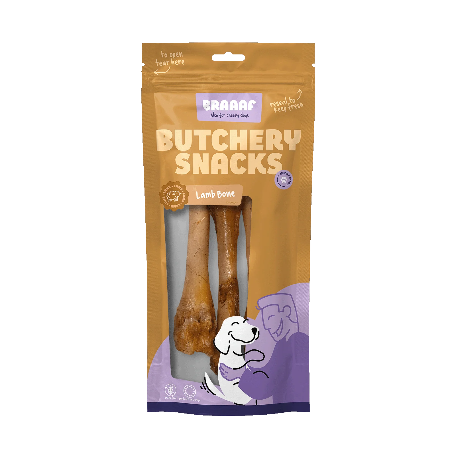 Recompensă de ros, os de miel pentru câini, 3 bucăți – Braaaf Butchery - imagine 1