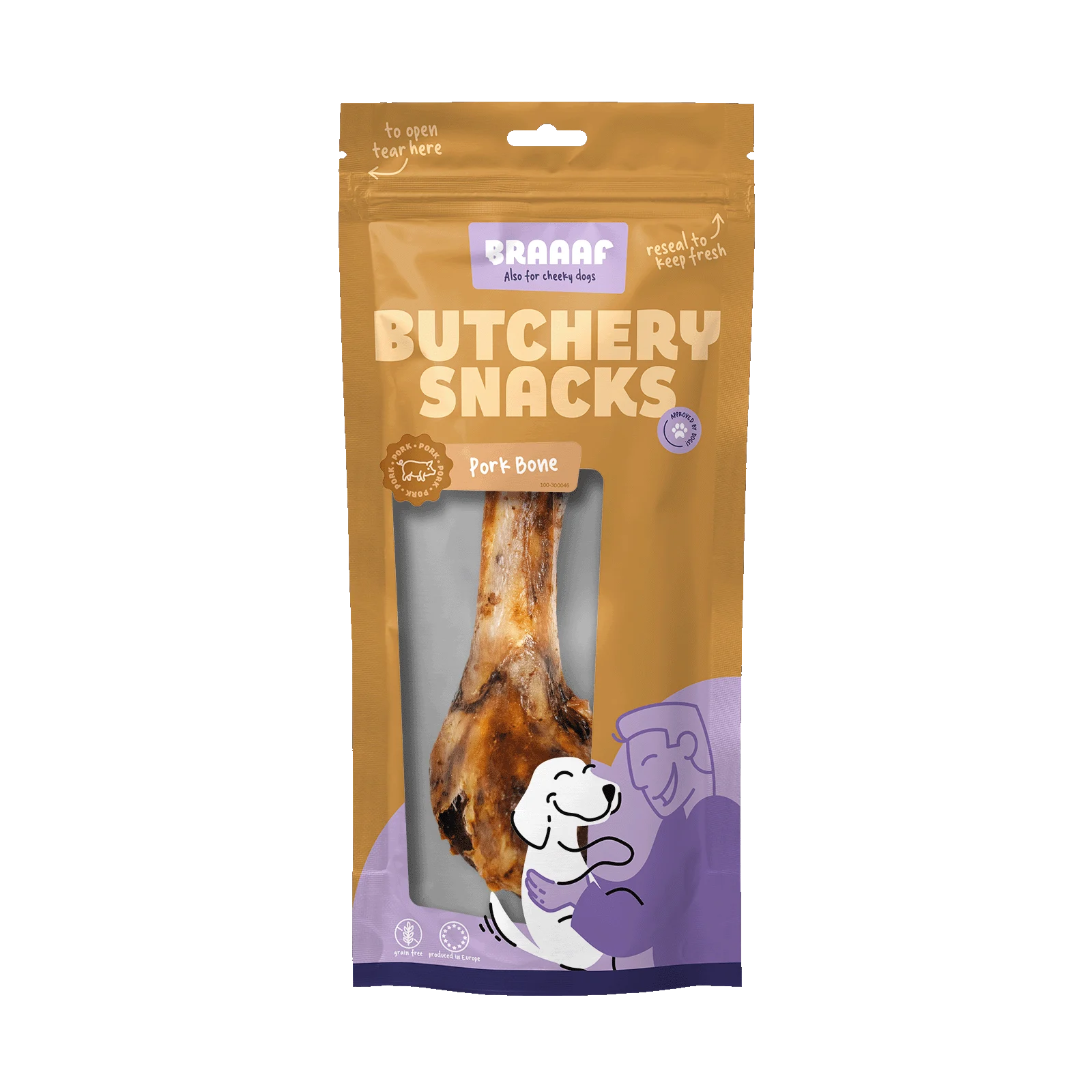 Os de porc pentru câini, 1 bucată – Braaaf Butchery Snacks - imagine 1