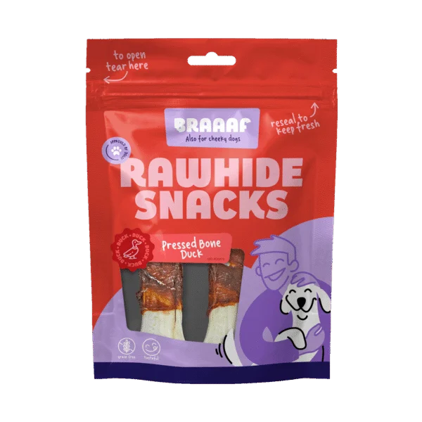 Os de ros cu rață, presat, 12,5 cm, 2 bucăți – Braaaf Rawhide Pressed Bone