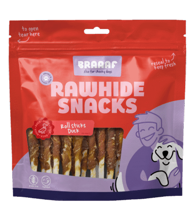 Batoane de ros cu rață, 30 bucăți – Braaaf Rawhide Roll Sticks