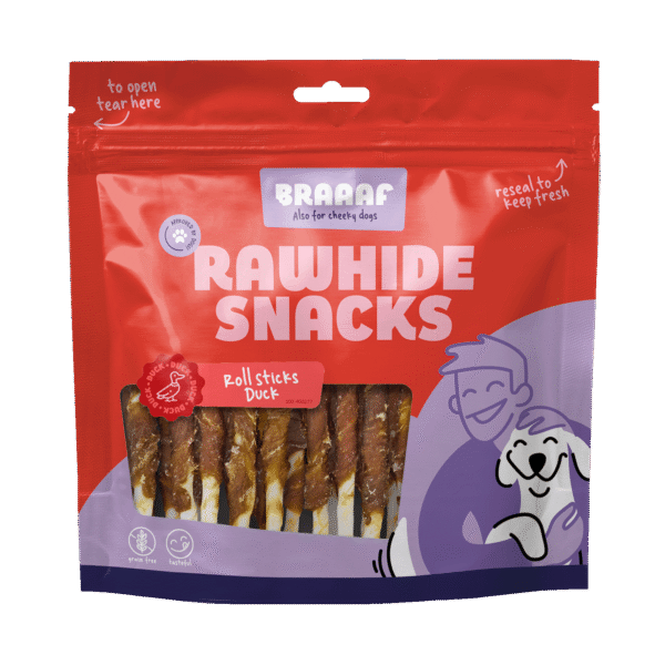 Batoane de ros cu rață, 30 bucăți – Braaaf Rawhide Roll Sticks