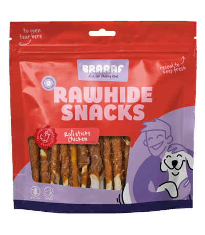 Batoane de ros cu pui, 30 de bucăți – Braaaf Rawhide Roll Sticks