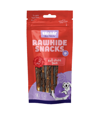 Bețișoare de mestecat cu rață, 8 bucăți – Braaaf Rawhide Roll Sticks