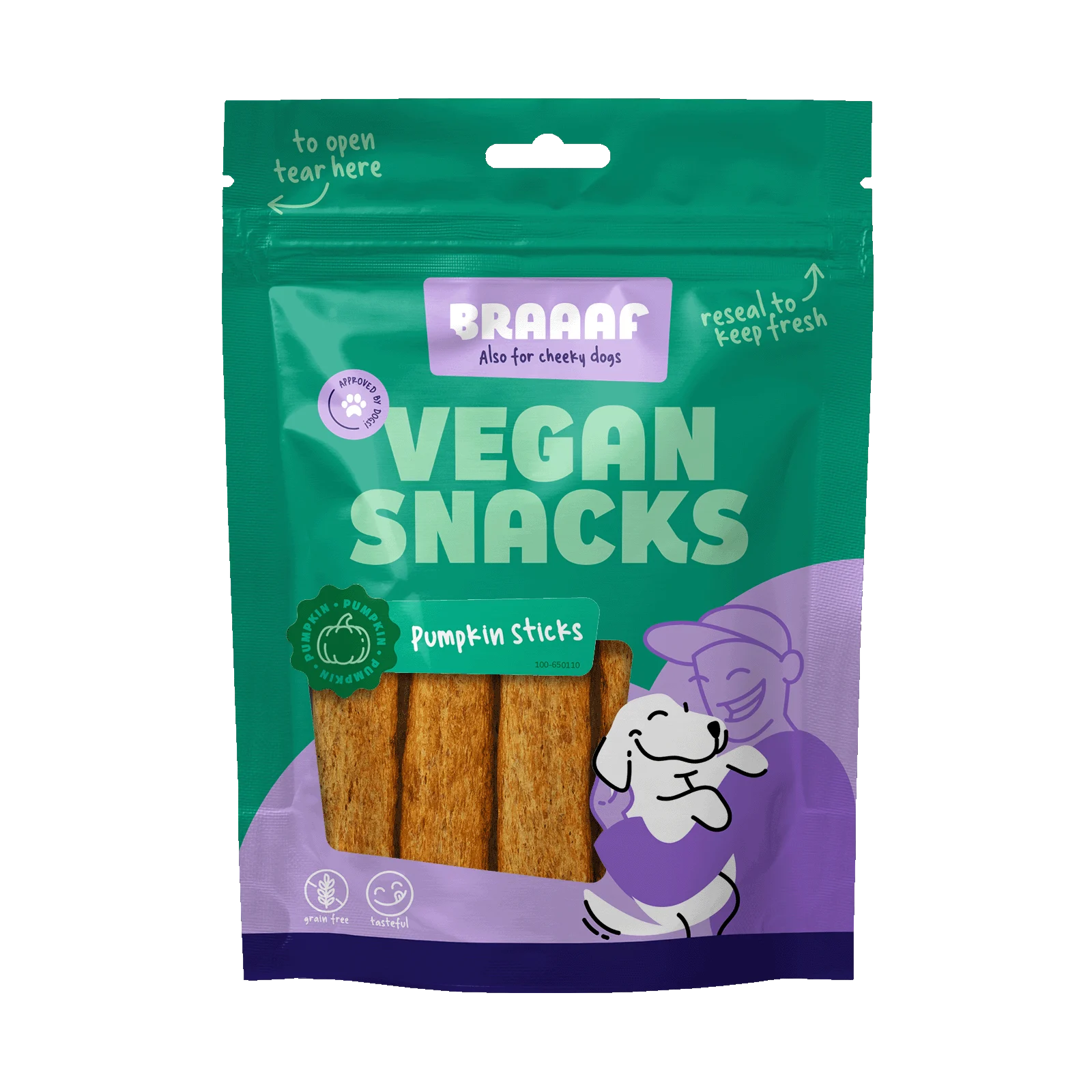 Gustare vegană pentru câini cu dovleac, 12 cm – Braaaf Vegan Snack Pompoen Stick - imagine 1