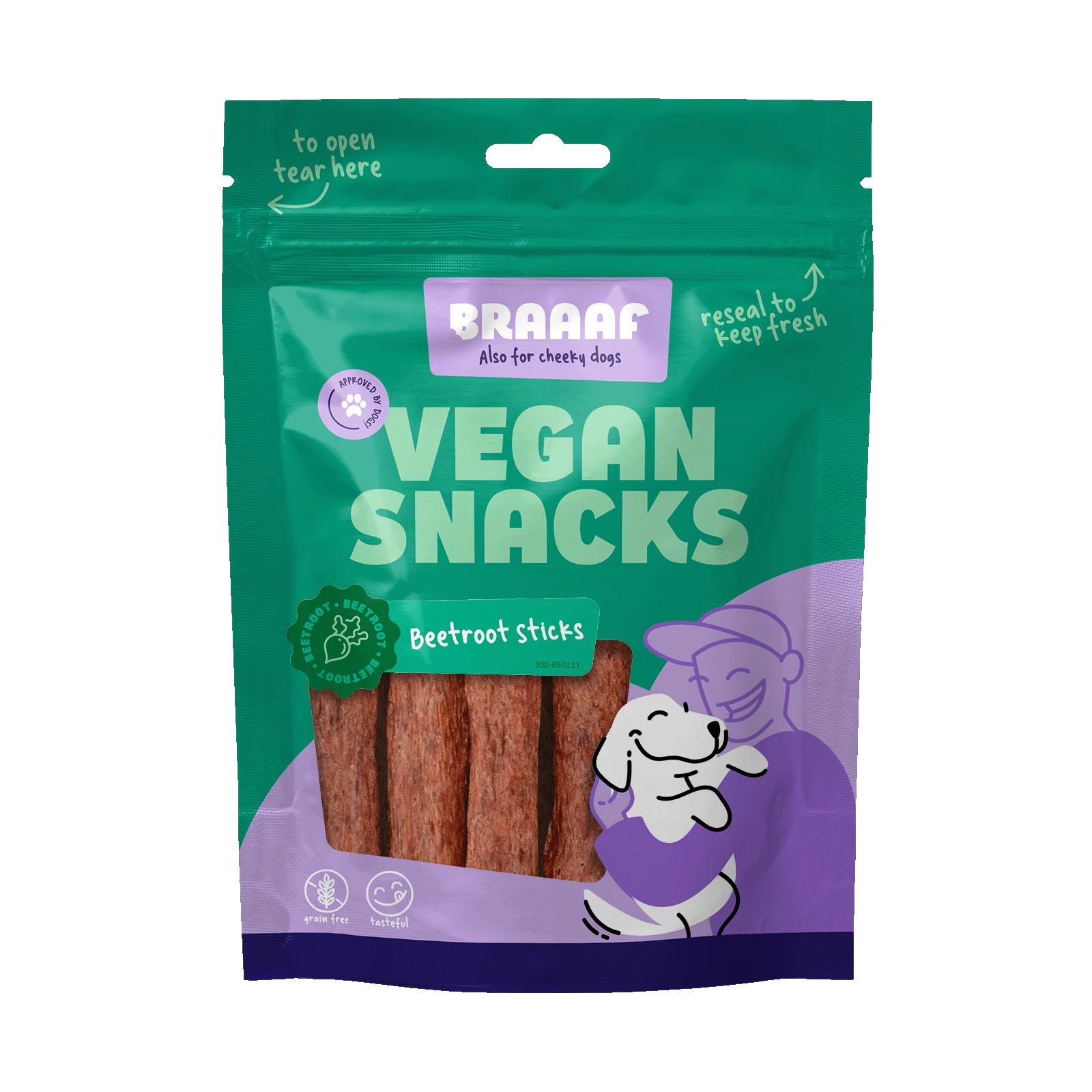 Recompensă pentru câini cu sfeclă roșie, baton de 12 cm – Braaaf Vegan Snack Rode Biet Stick - imagine 1