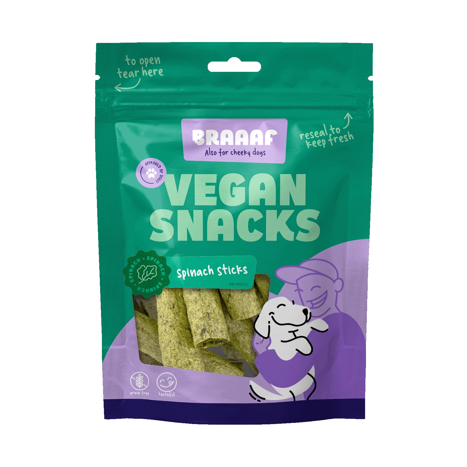 Gustare pentru câini cu spanac, baton de 6 cm – Braaaf Vegan Snack Spinazie Stick - imagine 1