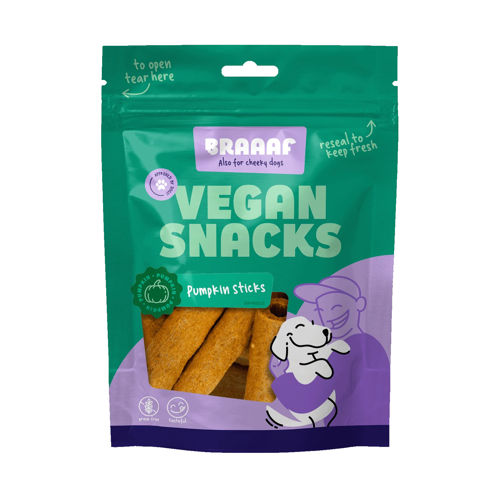 Recompensă pentru câini cu dovleac, baton de 6 cm – Braaaf Vegan Snack Pompoen Stick - imagine 1