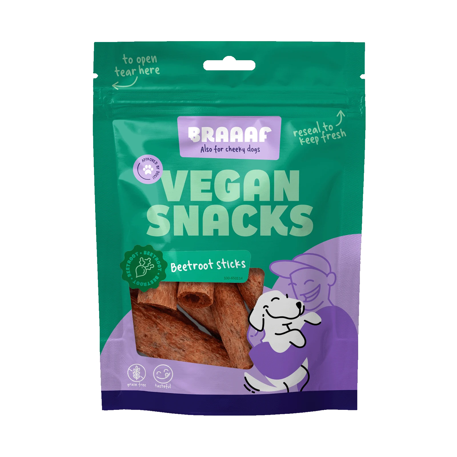 Recompensă pentru câini cu sfeclă roșie, baton de 6 cm – Braaaf Vegan Snack Rode Biet Stick - imagine 1