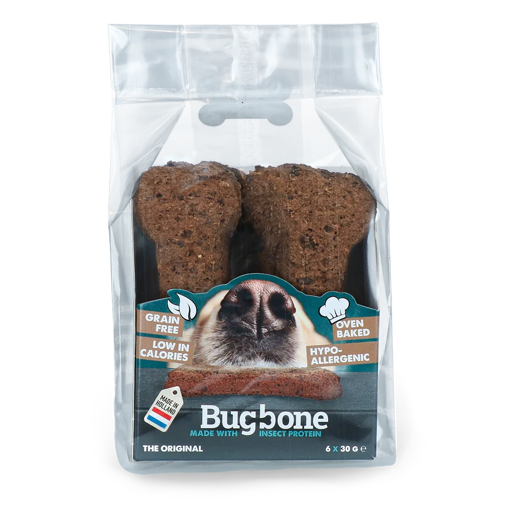Gustare pentru câini cu proteină din insecte, 6 bucăți de 30 g – Bugbone Medium - imagine 1