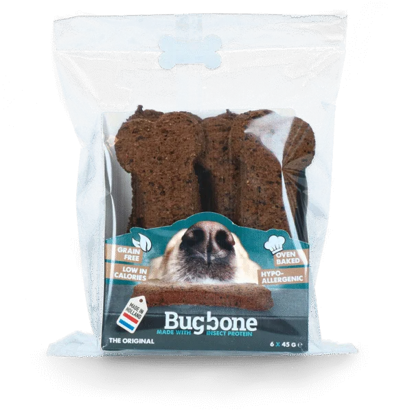 Gustare pentru câini cu proteine din insecte, 6 bucăți de 45 g – Bugbone Large