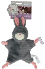 Jucărie de pluș în formă de iepure pentru câini, cu piuitoare – Bunny Puppy Crunchy Knot