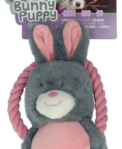 Jucărie de pluș în formă de iepure, cu chițăitoare – Bunny Puppy Ropey Swing